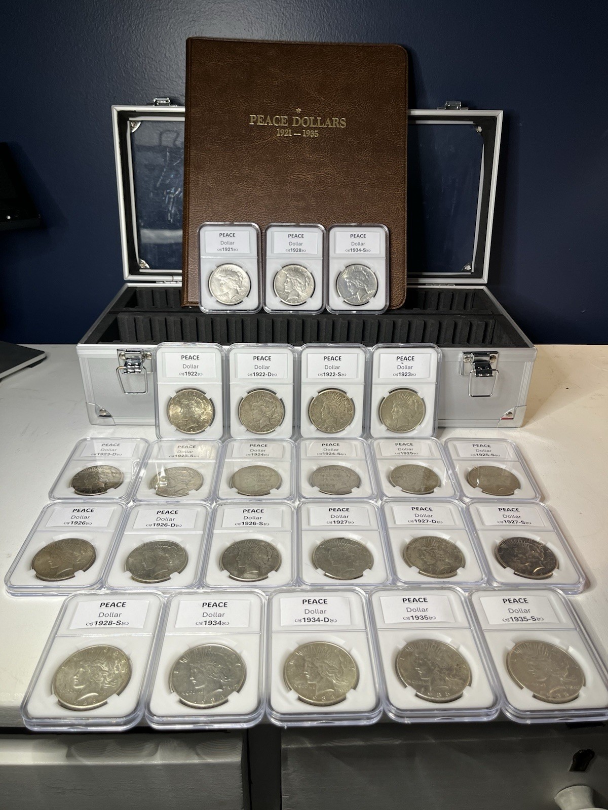 Complete Set 1921-1935 Peace Dollar.  24 Coins.  SUPER NICE! Free Shipping!!