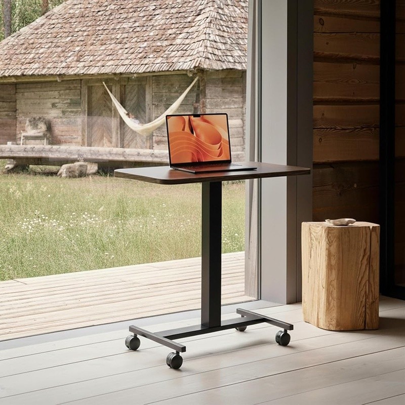 Adjustable Sit Stand Mobile Desk Ergonomic Rolling Table Lockable & Portable New