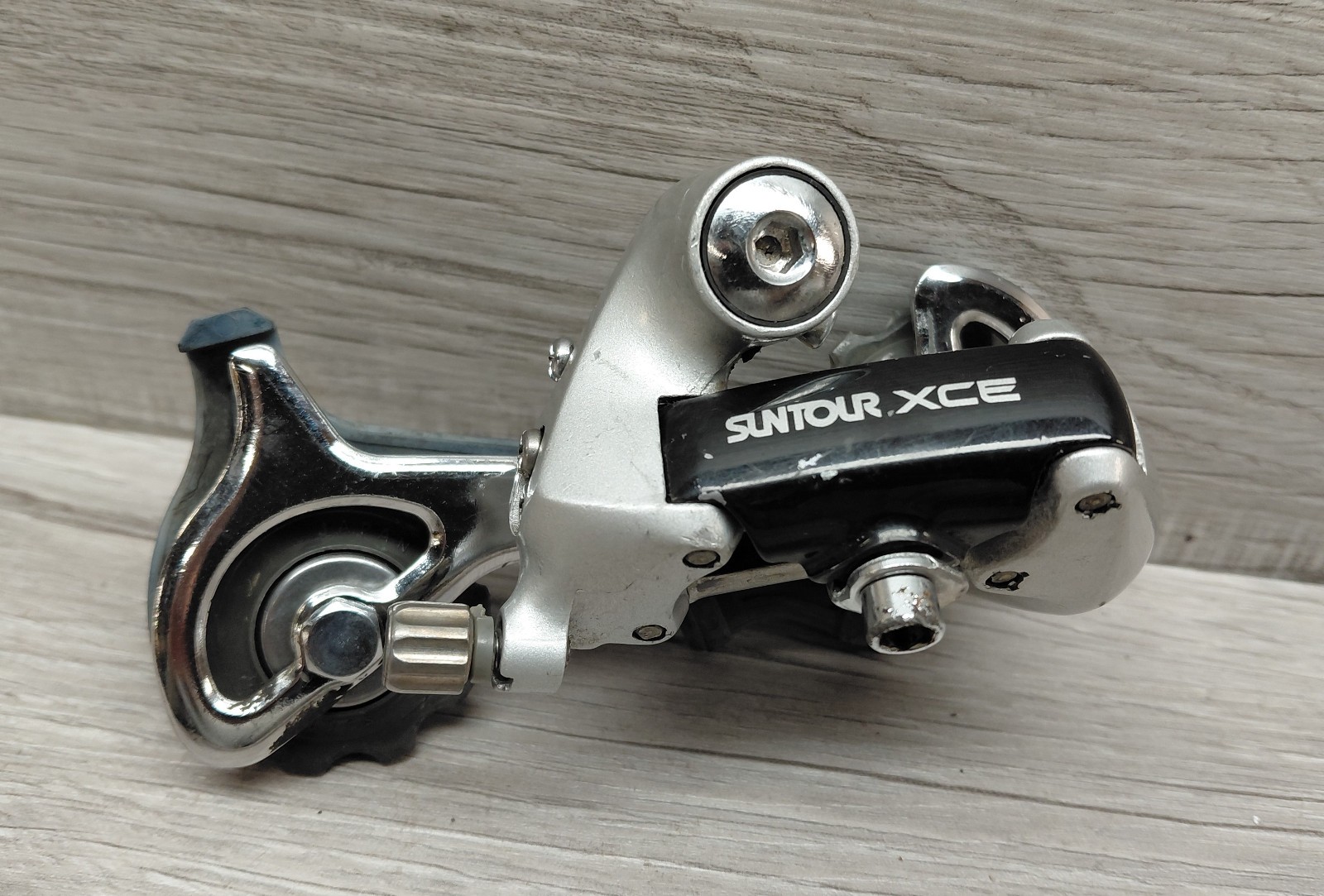 Vintage Suntour XCE Rear Derailleur Japan 1990s Silver Black MTB Bike Touring
