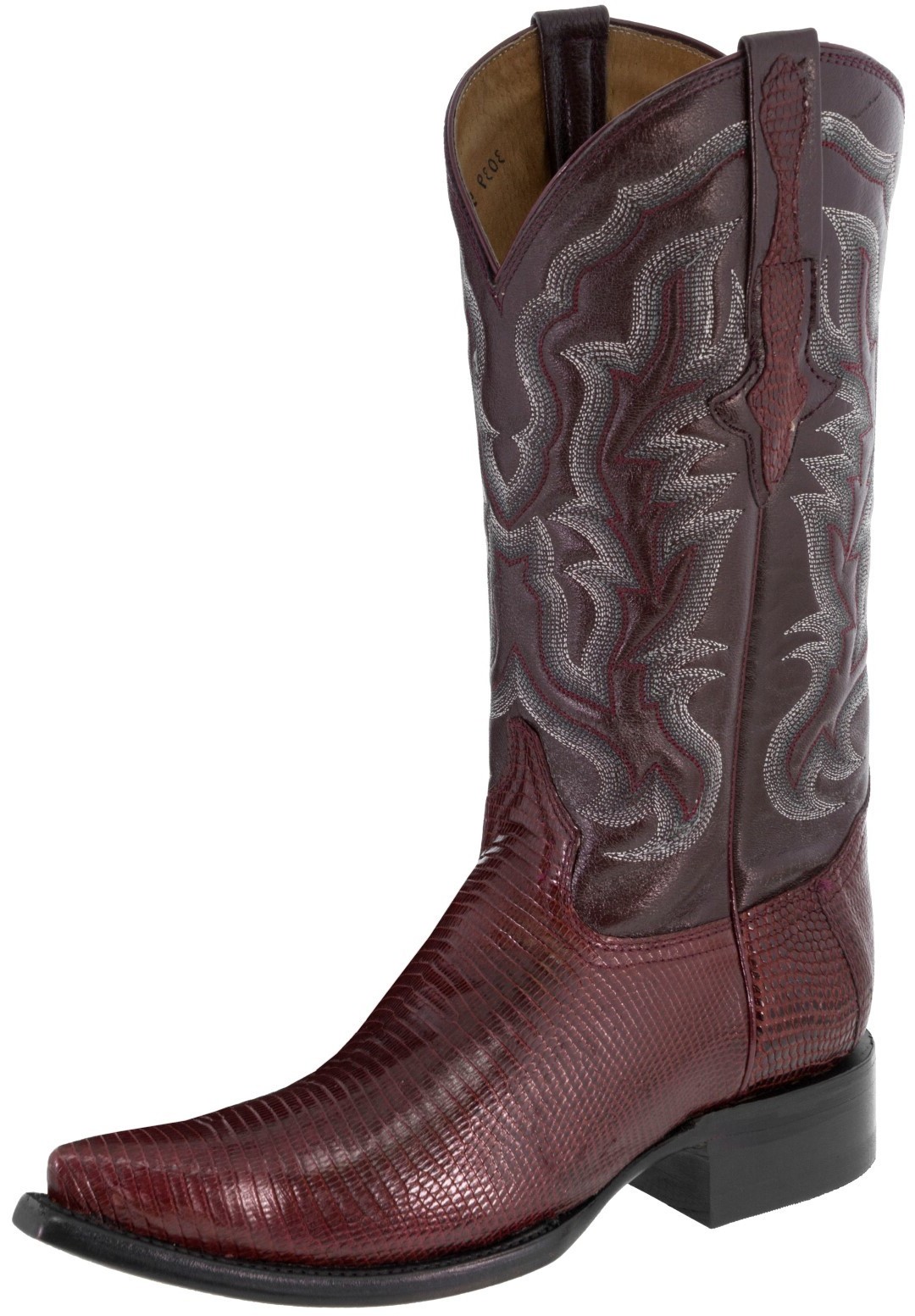 Mens Cowboy Boots Rodeo Dress Burgundy Real Lizard Teju Skin Botas Size 6, 10