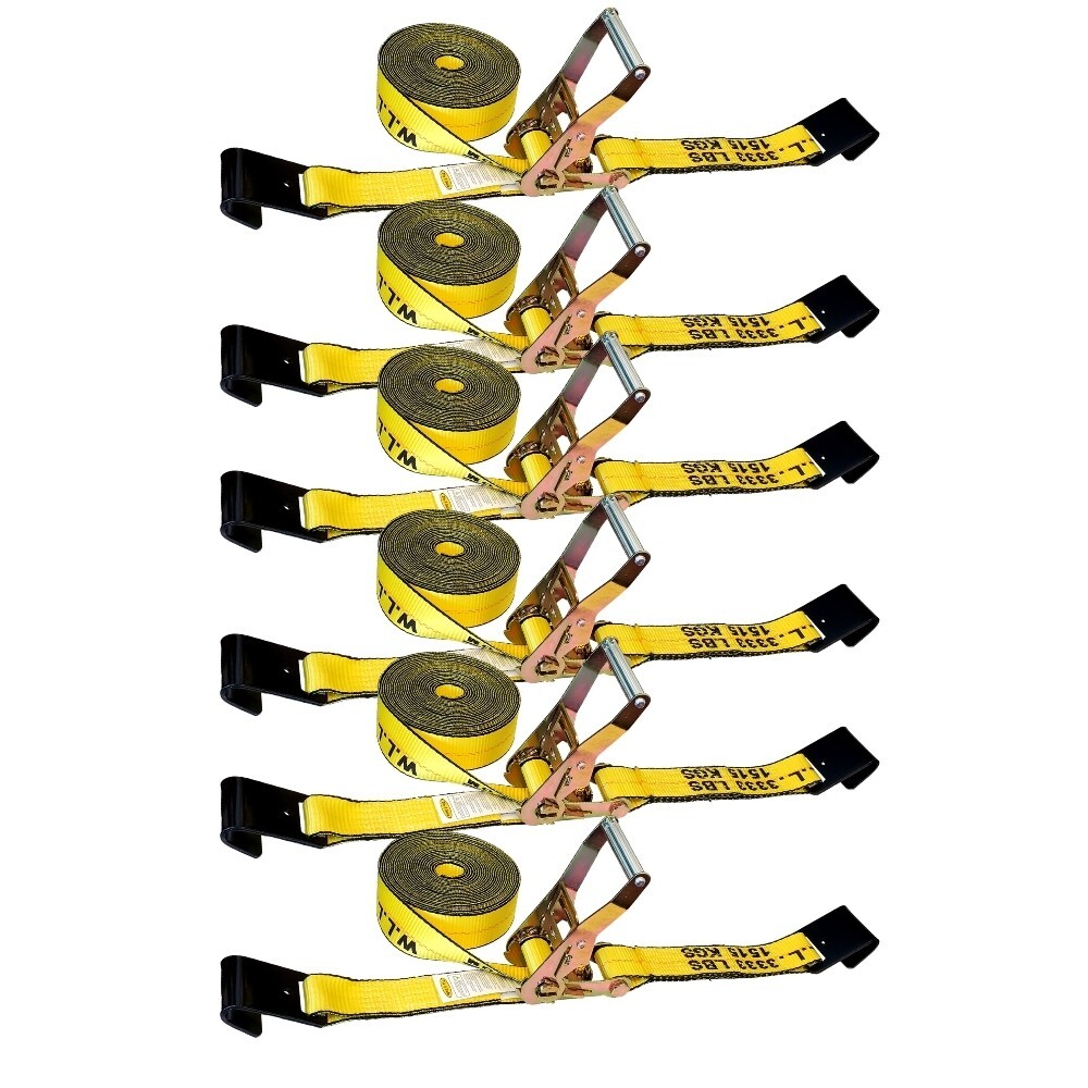 6 Pack 2" x30' Flat Hook Strap with Ratchet Heavy Duty Cargo Tie Down BS10000LBS