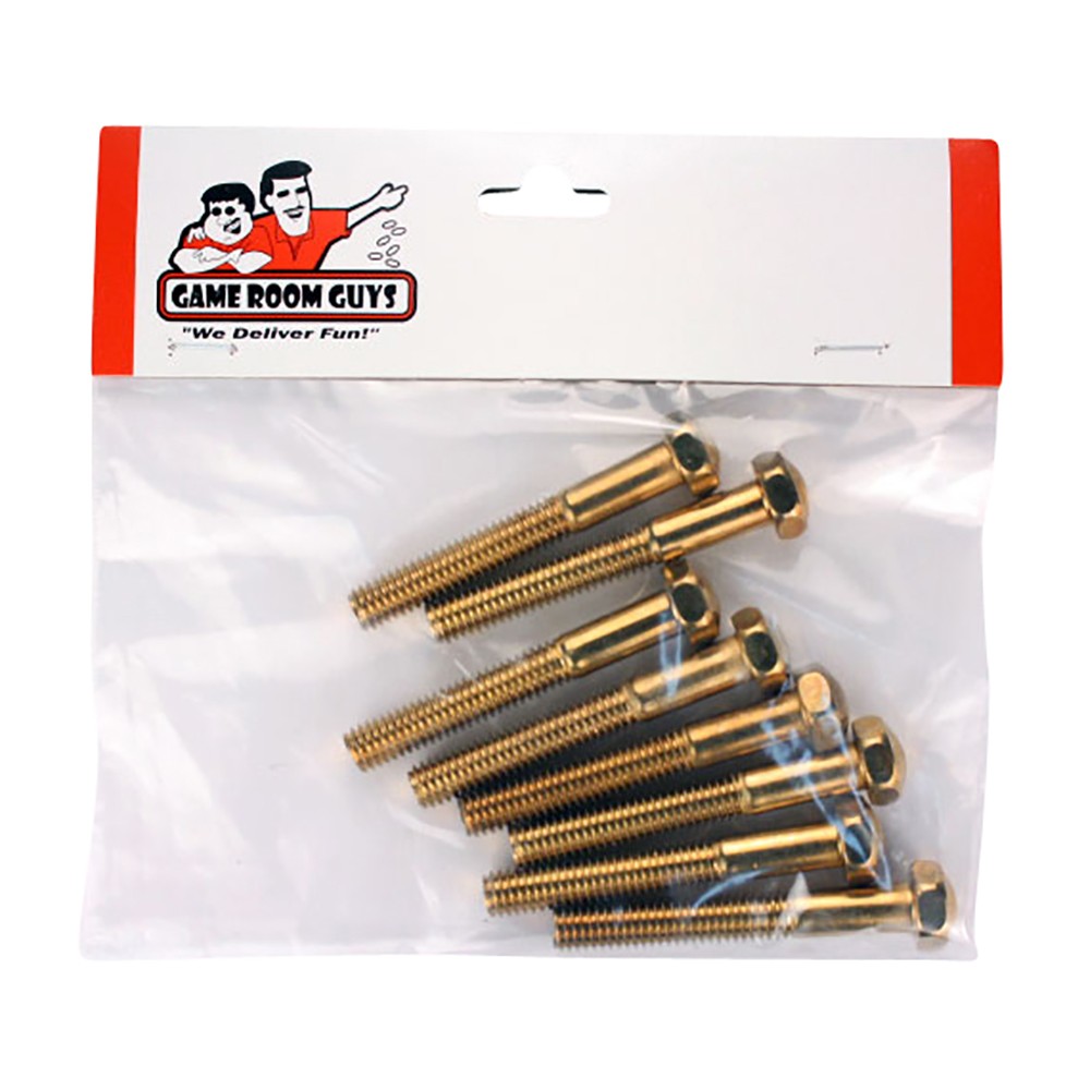Pinball Machine Replacement Leg Bolt - Brass - 2-3/4" - Set of 8
