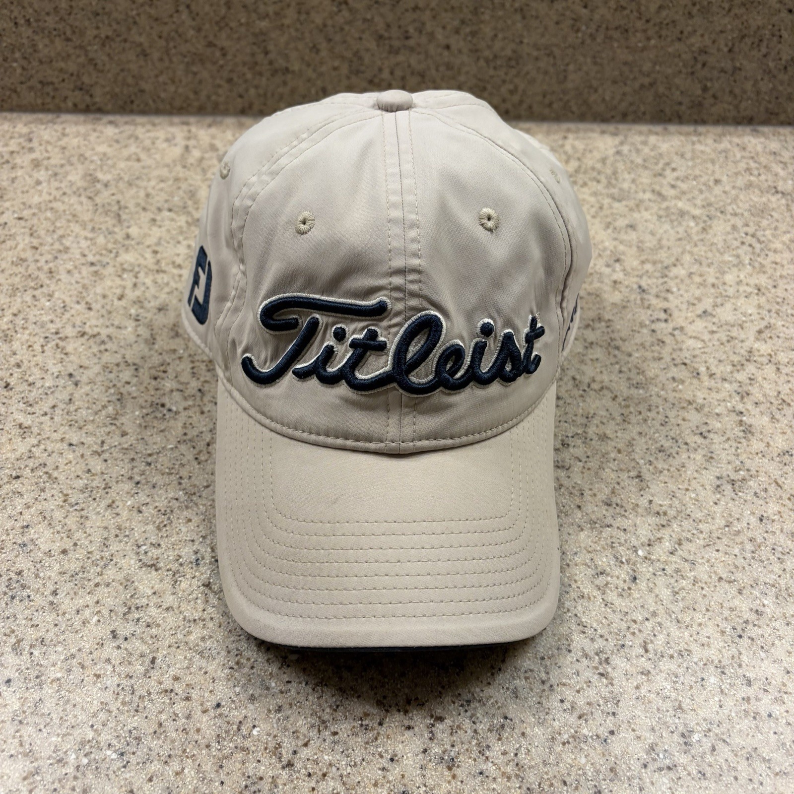 Titleist FootJoy Pro V1 Hat Cap Mens Strapback Adjustable Beige Embroidered Golf