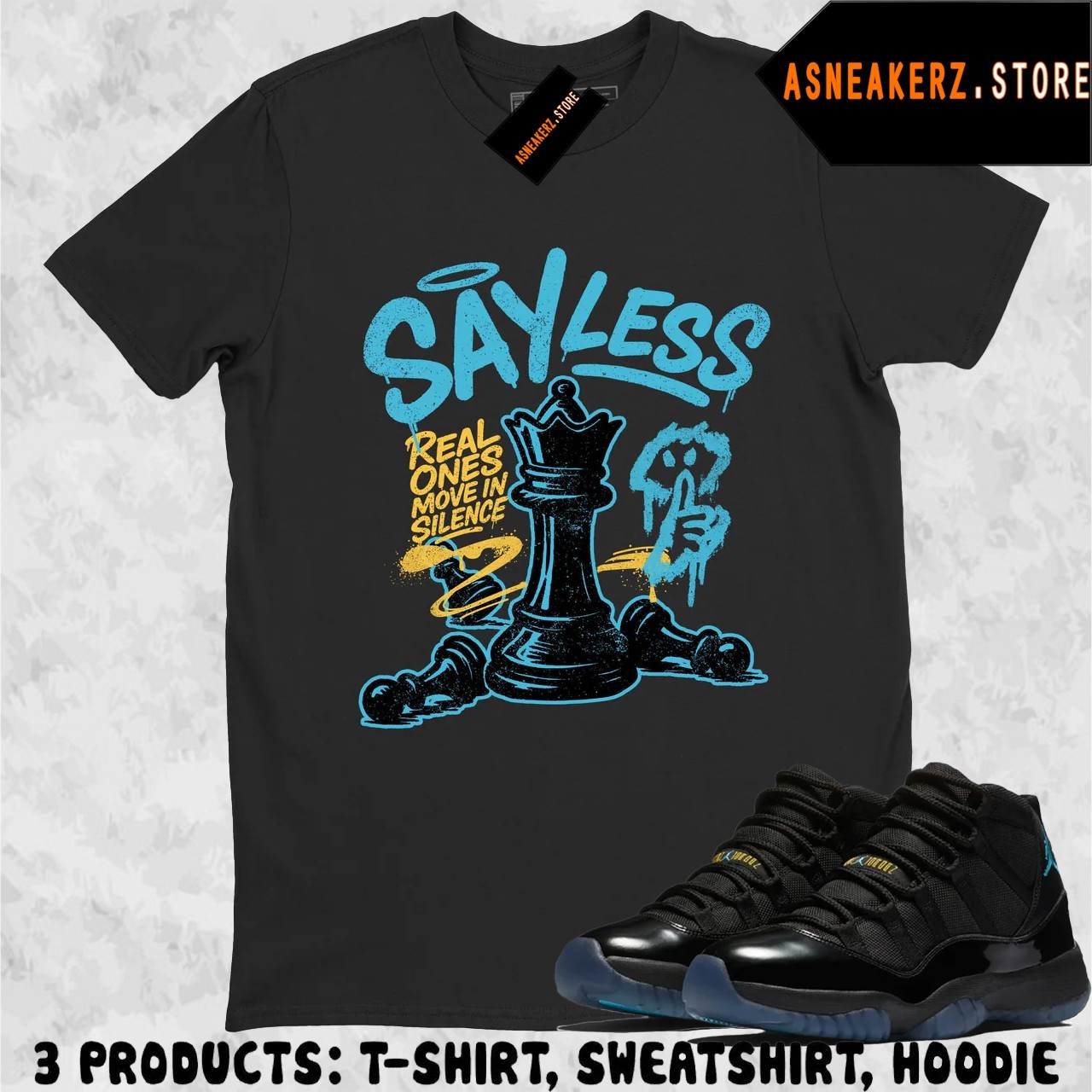 Shirt To Match AJ 11 Gamma Blue 2025 Sneaker Matching Tee Say Less Chess T-Shirt