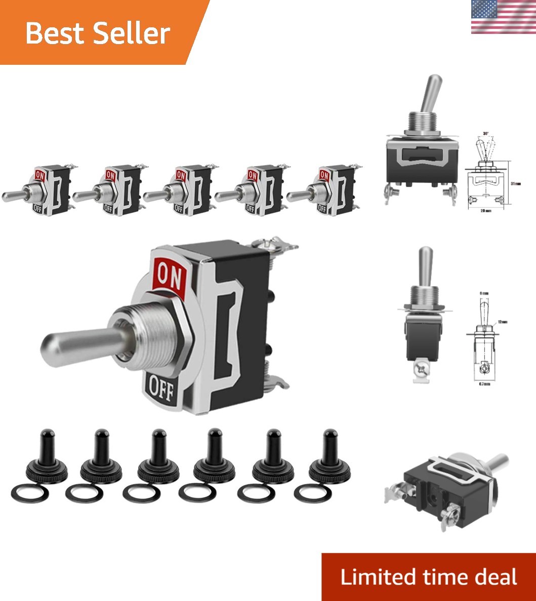 High-Performance Marine Toggle Switch 6-Pack - 12V to 250V Waterproof Design