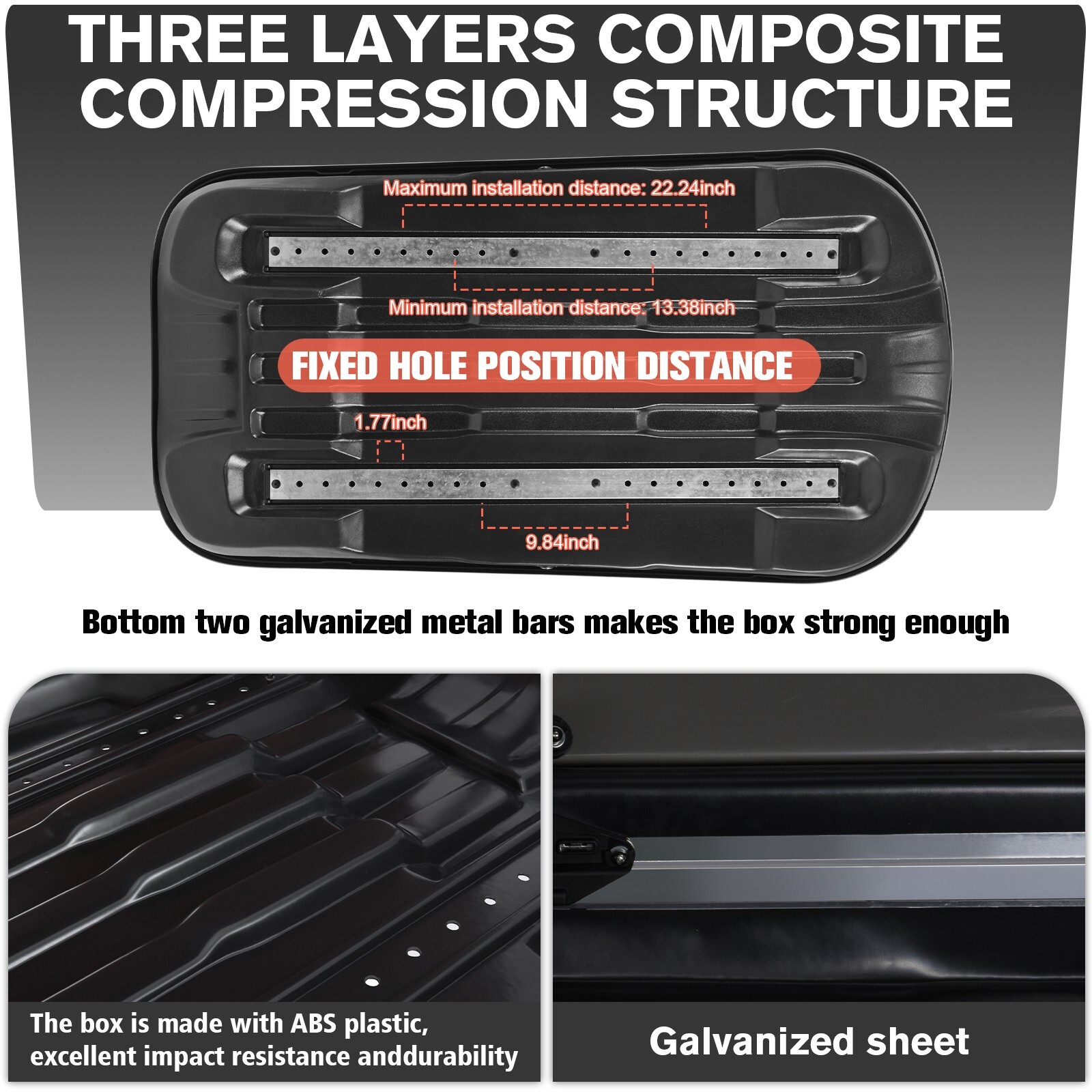 13 FT ³ Rooftop Cargo Box Luggage Carrier w/2 Keys,Both Side Open Easy Install