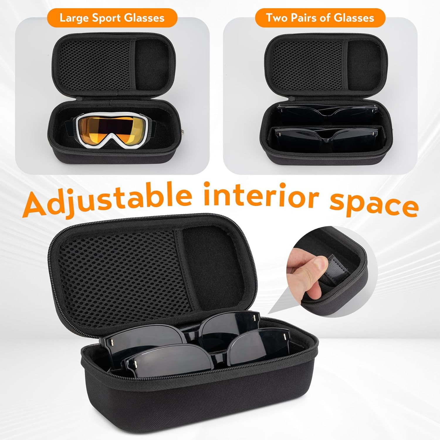 Double Eyeglasses Case, Hard Shell Dual Glasses Case Sunglasses Organizer for M