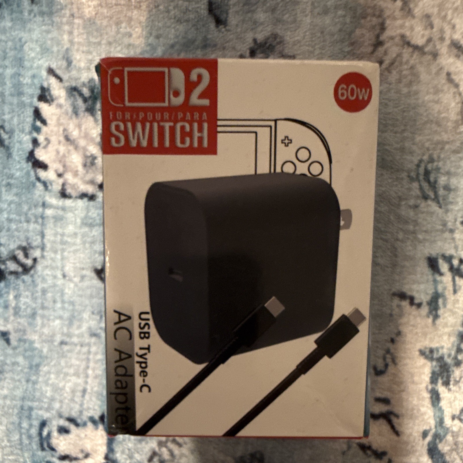 Nintendo Switch 2/Switch USB-C 60W Fast Charging AC Adapter Black HYC-1638