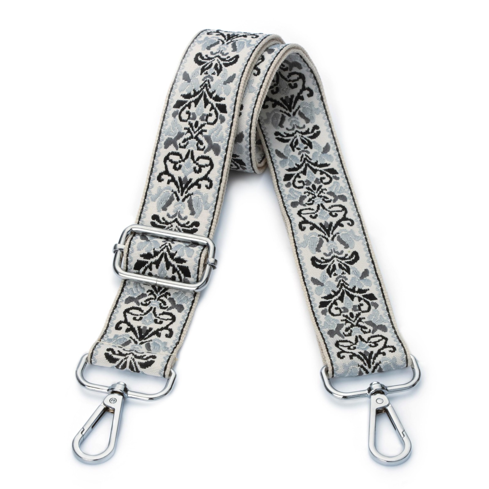 Dksongr Purse Straps Replacement 30" x 1.5" to 52" x 1.5", Black Gray Flower