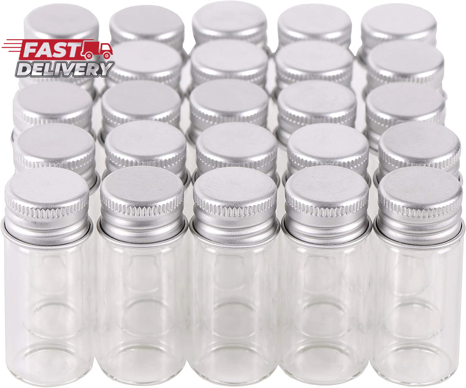 Maxmau 100 10Ml Vials Small Mini Tiny Glass Bottles Clear Empty Jars with Alumin
