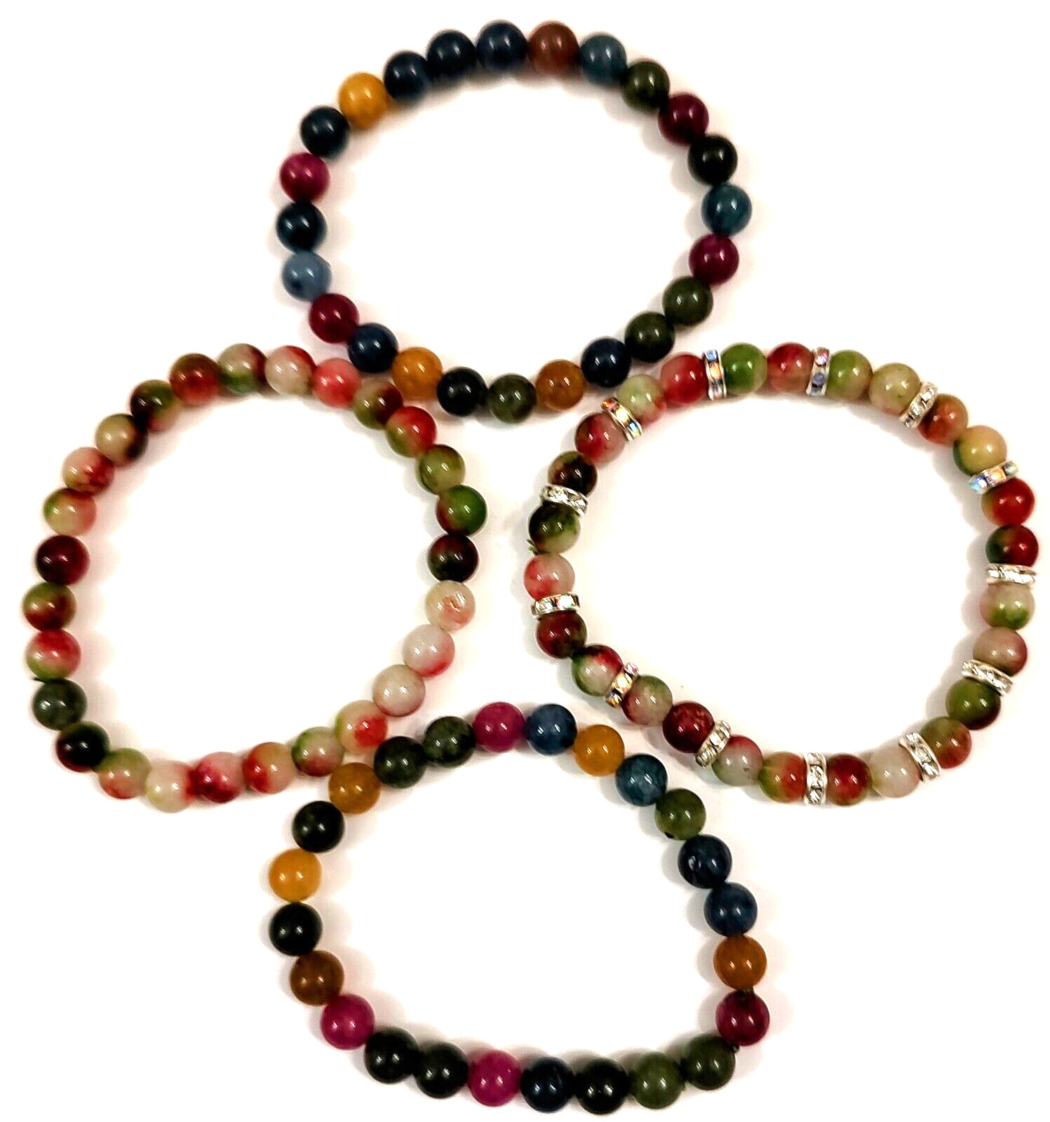 FOUR DIFFERENT TOURMALINE 8mm BEAD BRACELETS.  healthy mood, detox and more