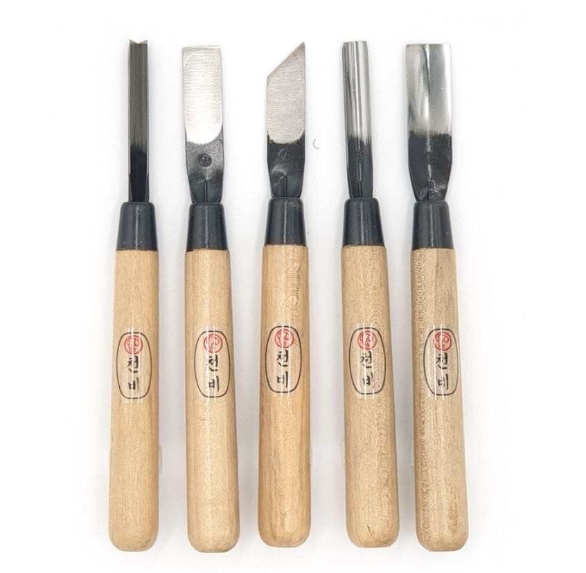 Korean Chonbi High Carbon Steel Wood Carving Tools 5P Set Professional Chunbi