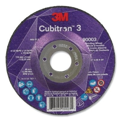 Cubitron™ 3 Depressed Center Grinding Wheel, 4-1/2 in dia x 1/4 in Thick x 7/8