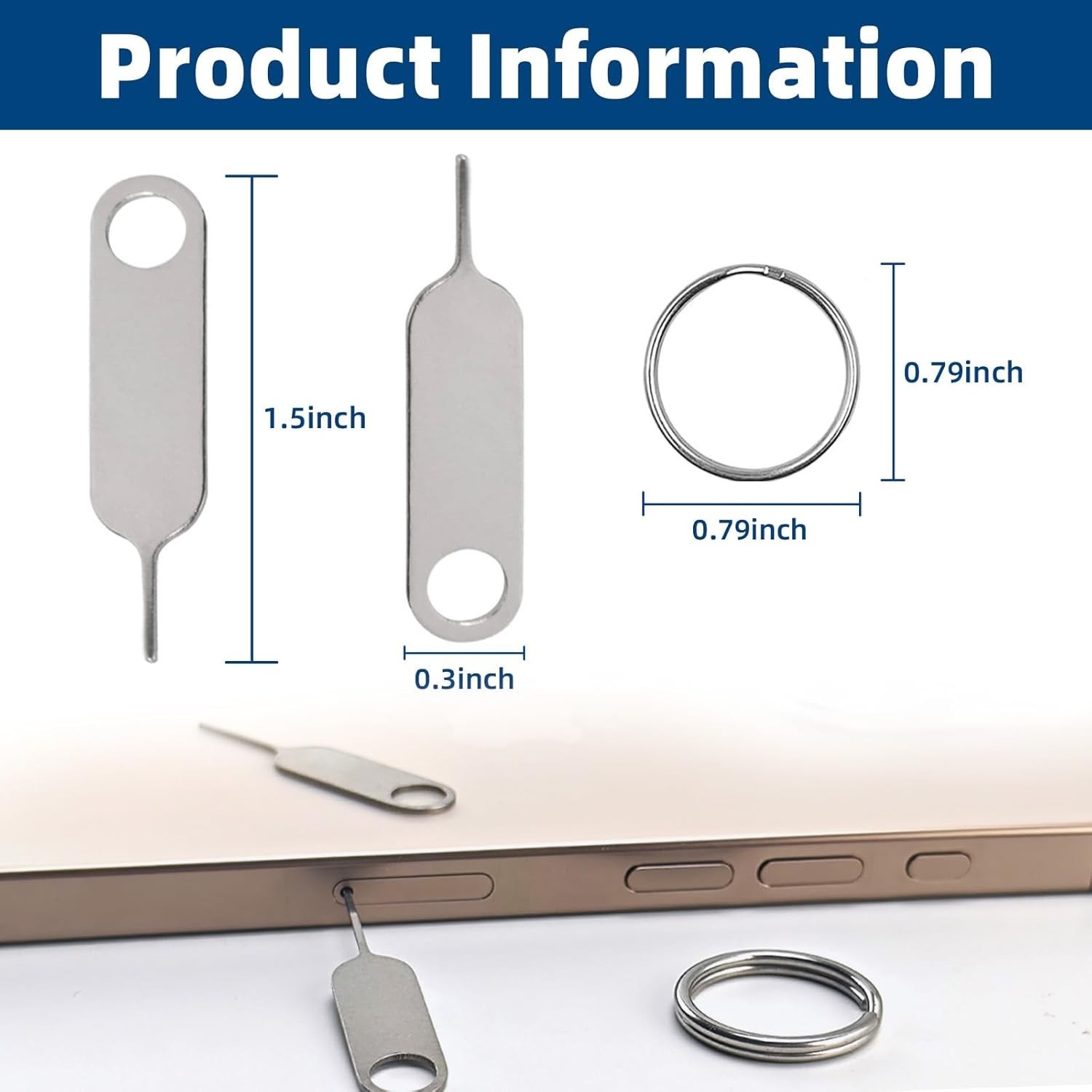 Universal SIM Card Ejector Tool 2 Pack Tray Removal Pin for iPhone Samsung