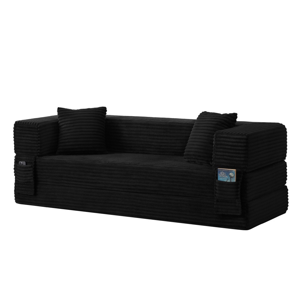 Convertible Sleeper Sofa Bed for Small Spaces, 3-Seater w/ Removable Covers