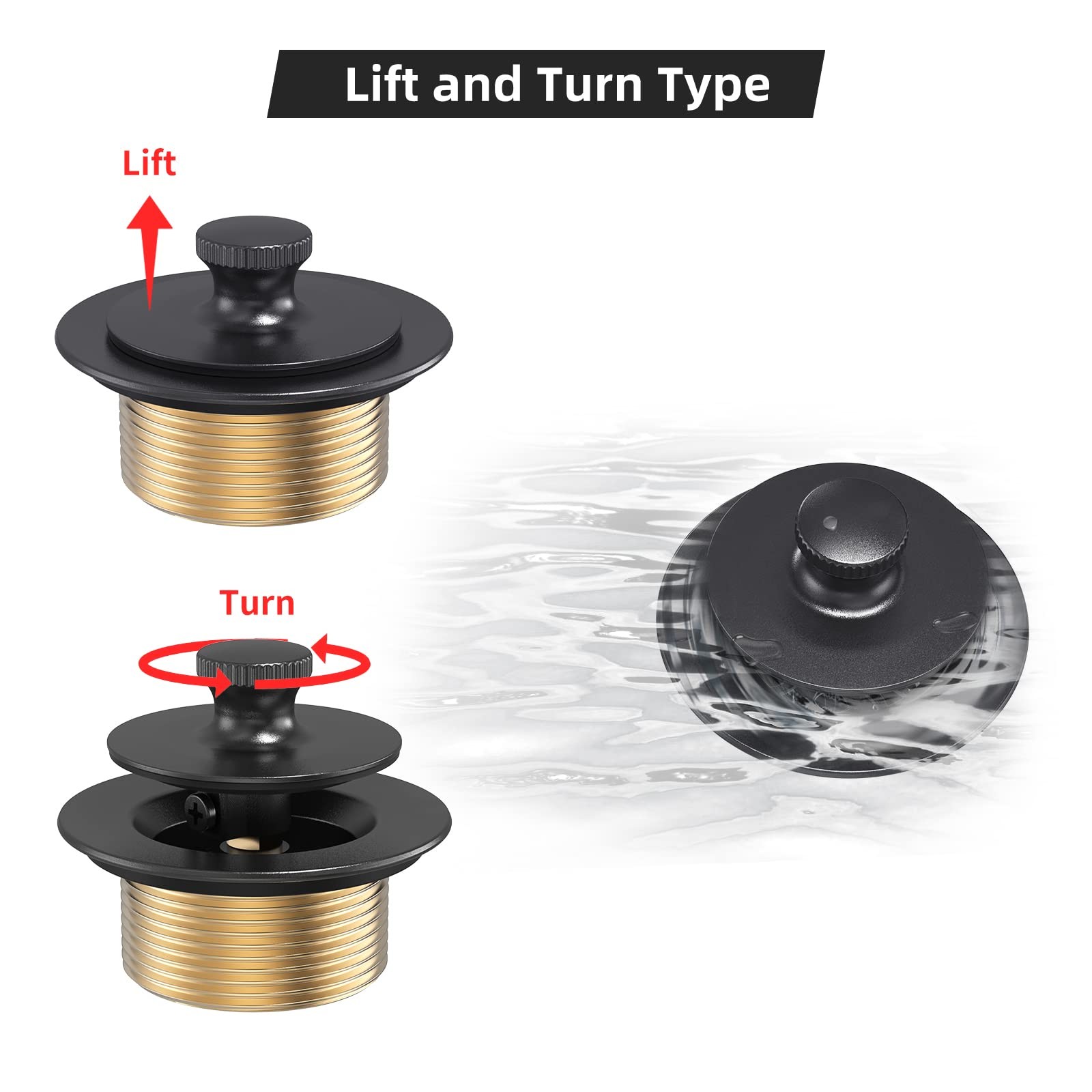 Matte Black Tub Drain and Overflow Kit, Replacement Bath