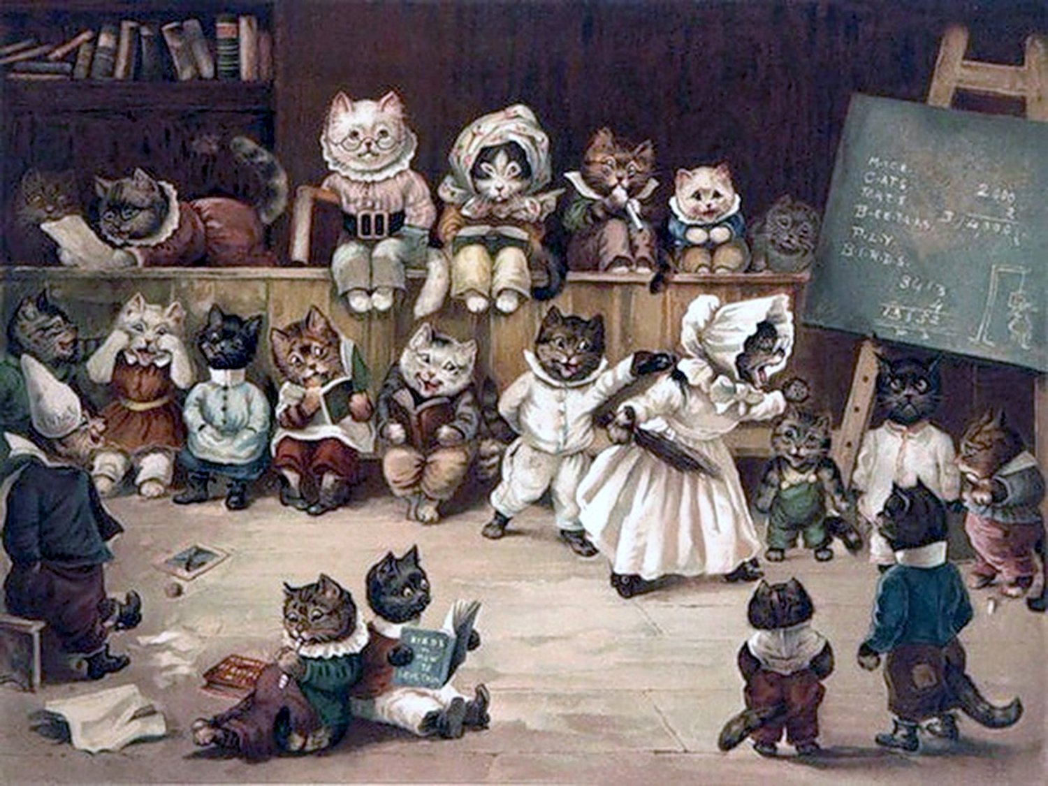 Cats in the classroom Accent Tile Mural Kitchen Bathroom Backsplash Ceramic 8x6