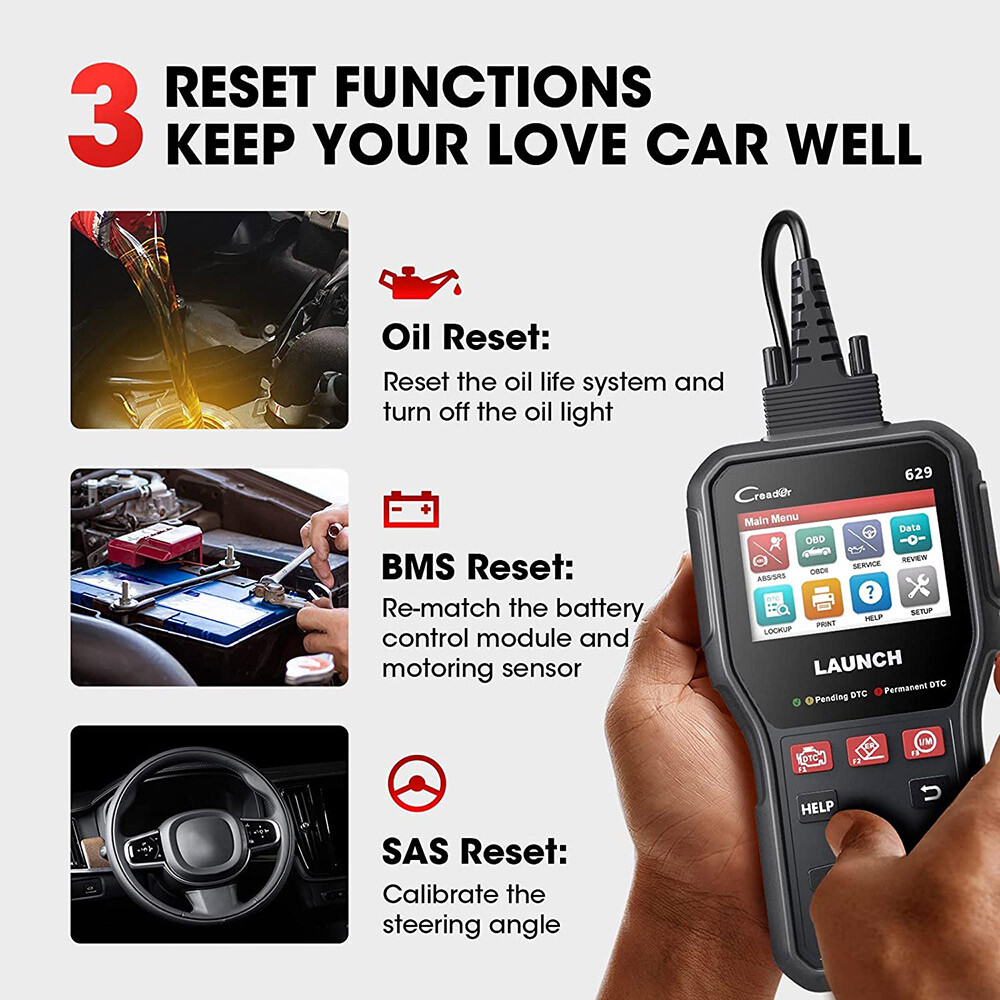 LAUNCH OBD2 Scanner ABS SRS System Diagnostic Tool Oil SAS BMS Reset Code Reader
