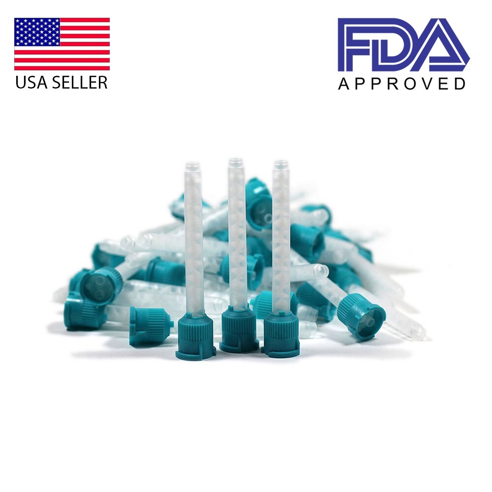 Dental Teal HP Mixing  Tips Defend Type 50x 6.5mm Heavy Body Mydent Style