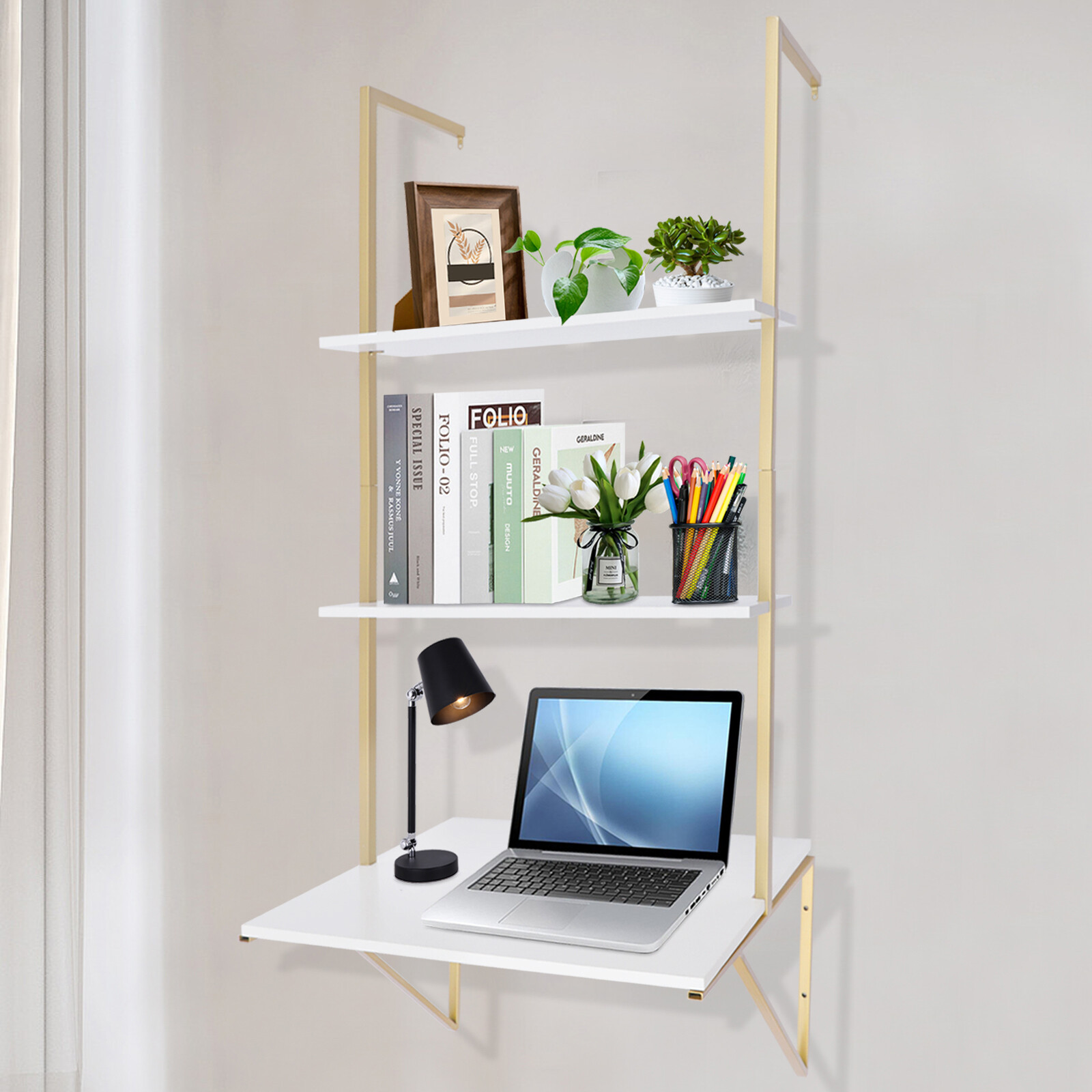 Computer Desk Wall-mounted Laptop Desk Sturdy Storage Table Desk Floating Modern