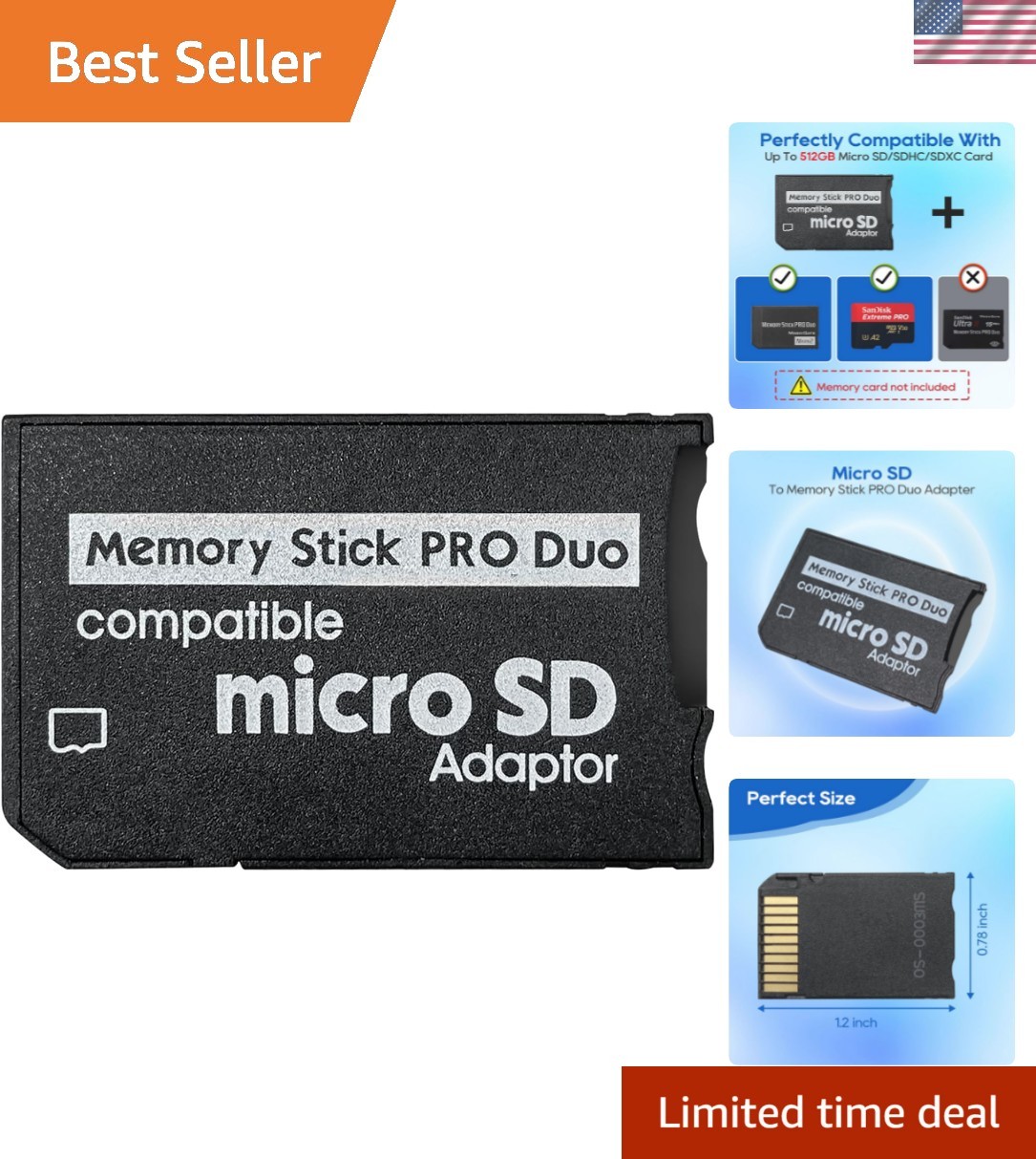 Memory Stick PRO Duo Adapter - Compatible with PSP 1000/2000/3000