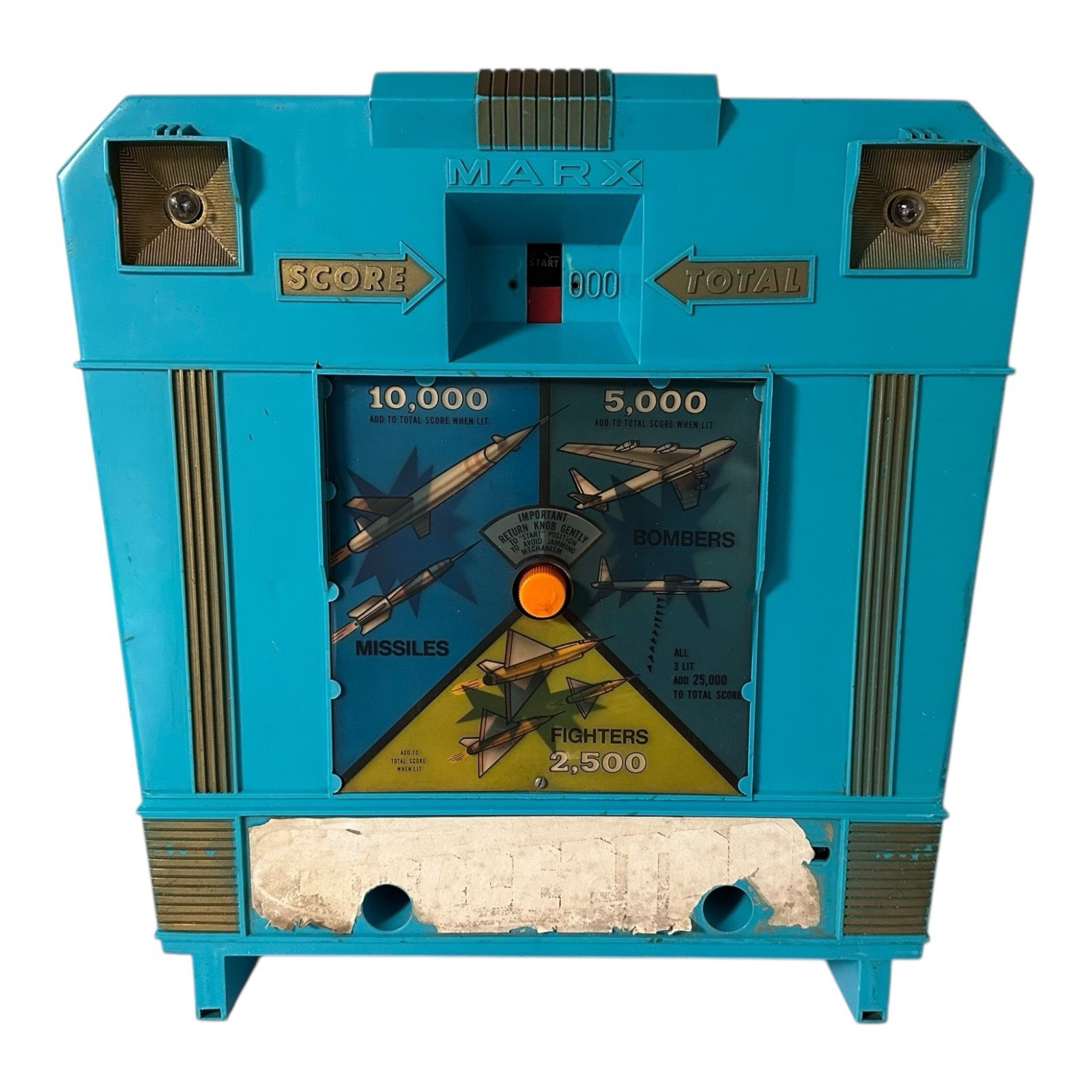 Vintage 1960’s Marx Interceptor Pinball Machine Replacement Top Piece FOR PARTS