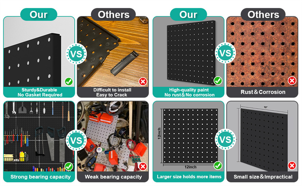 4 Pcs Pegboard Metal Pegboard Wall Panels - Pegboard Wall Organizer System
