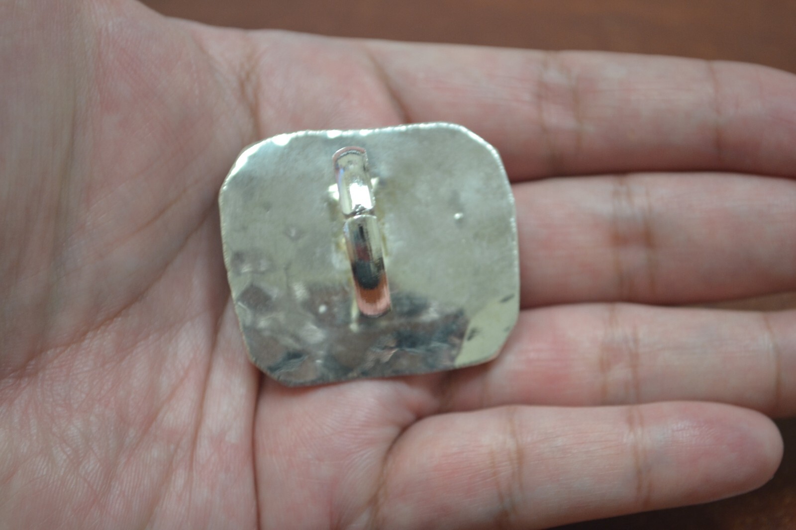 BROWN AGATE STONE SILVER PLATED COLOR RINGS ADJUSTABLE SIZE #T-41B