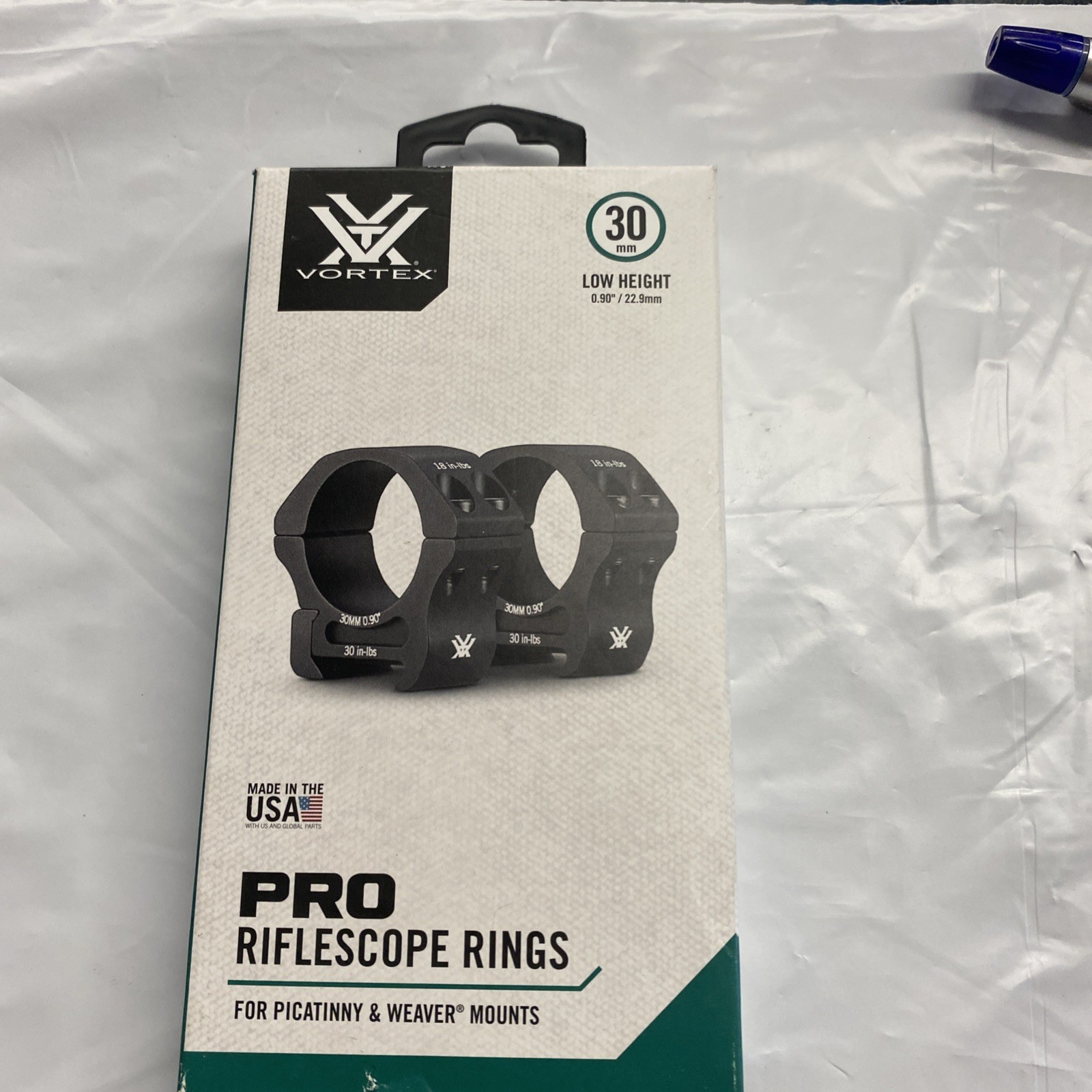 Vortex Optics Pro Series Rifle Scope Rings, 30mm Low, Black - PR30-L