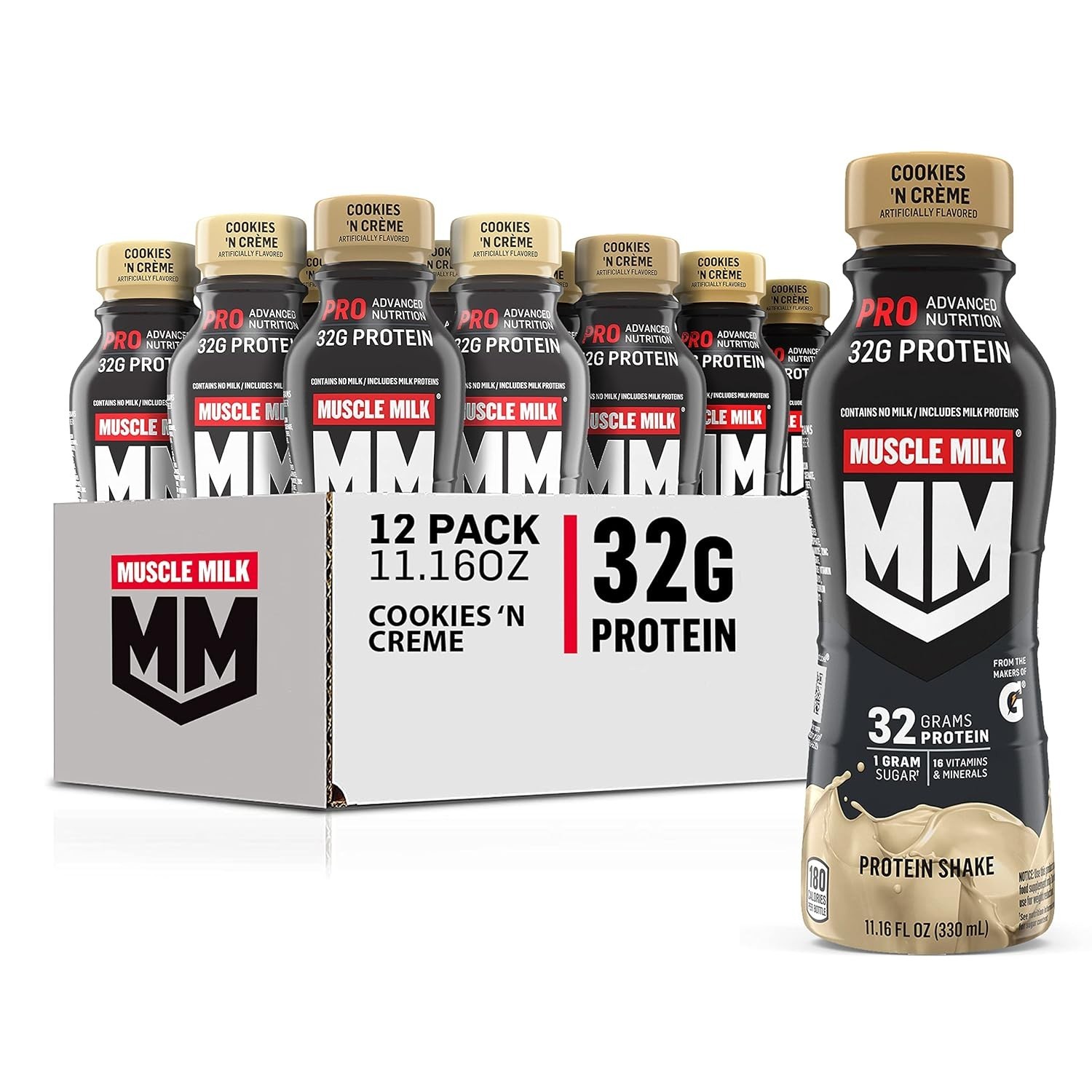 Muscle Milk Pro Series Protein Shake, Cookies 'n Creme, 32g Protein 12 Pack