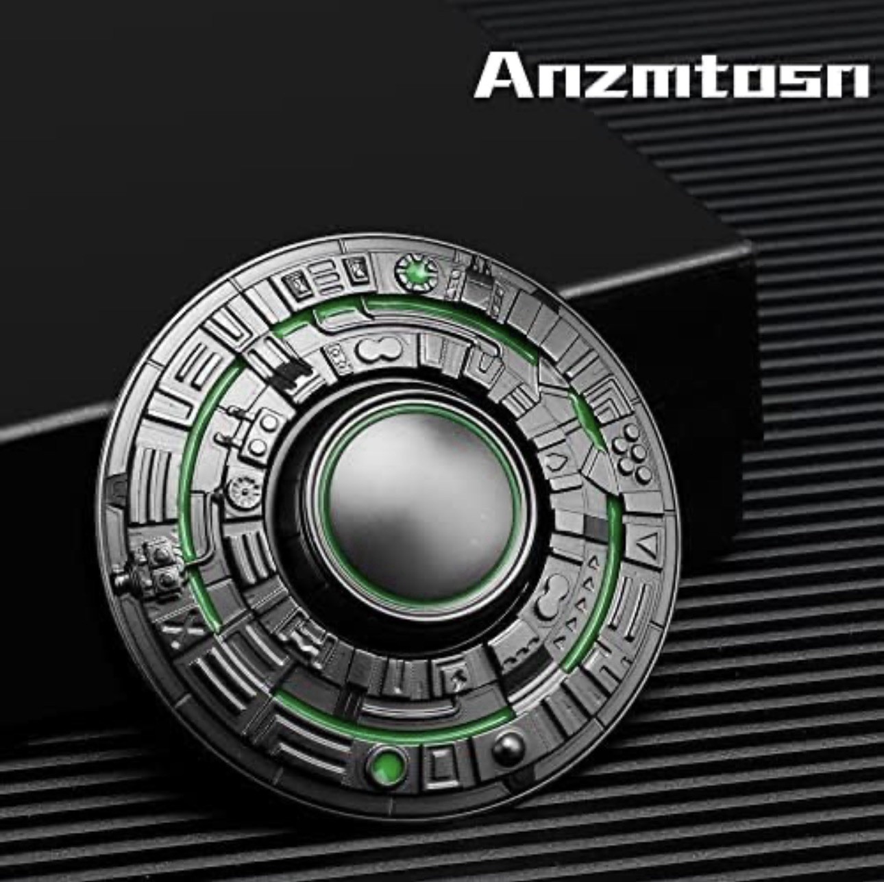 Anzmtosn UFO Spaceship Luminous Metal Fidget Spinner Black Green R188 Bearings