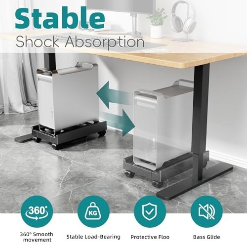 Adjustable Computer Tower Stand Under Desk CPU Holder PC Cart with Rolling