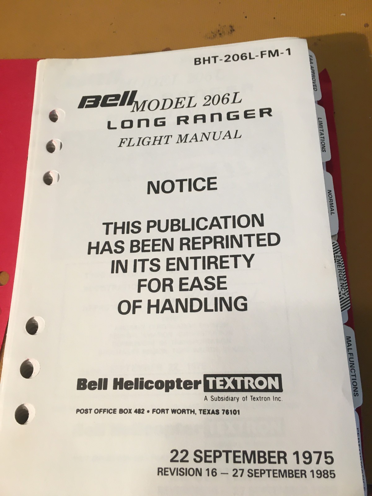 Bell 206L Long Ranger Pilot's Flight Manual