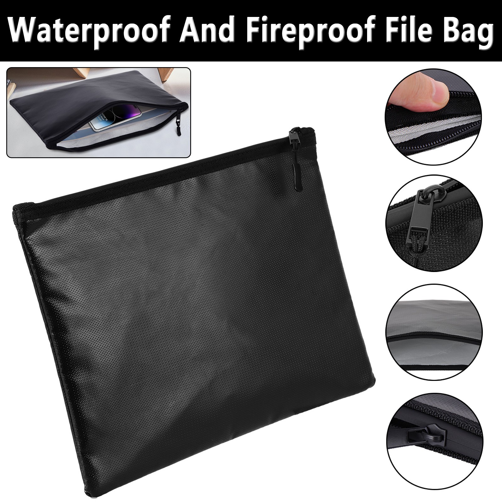 2000℉ Fire Proof money Bag  Fireproof Document Pouch Waterproof  Safe Cash  US