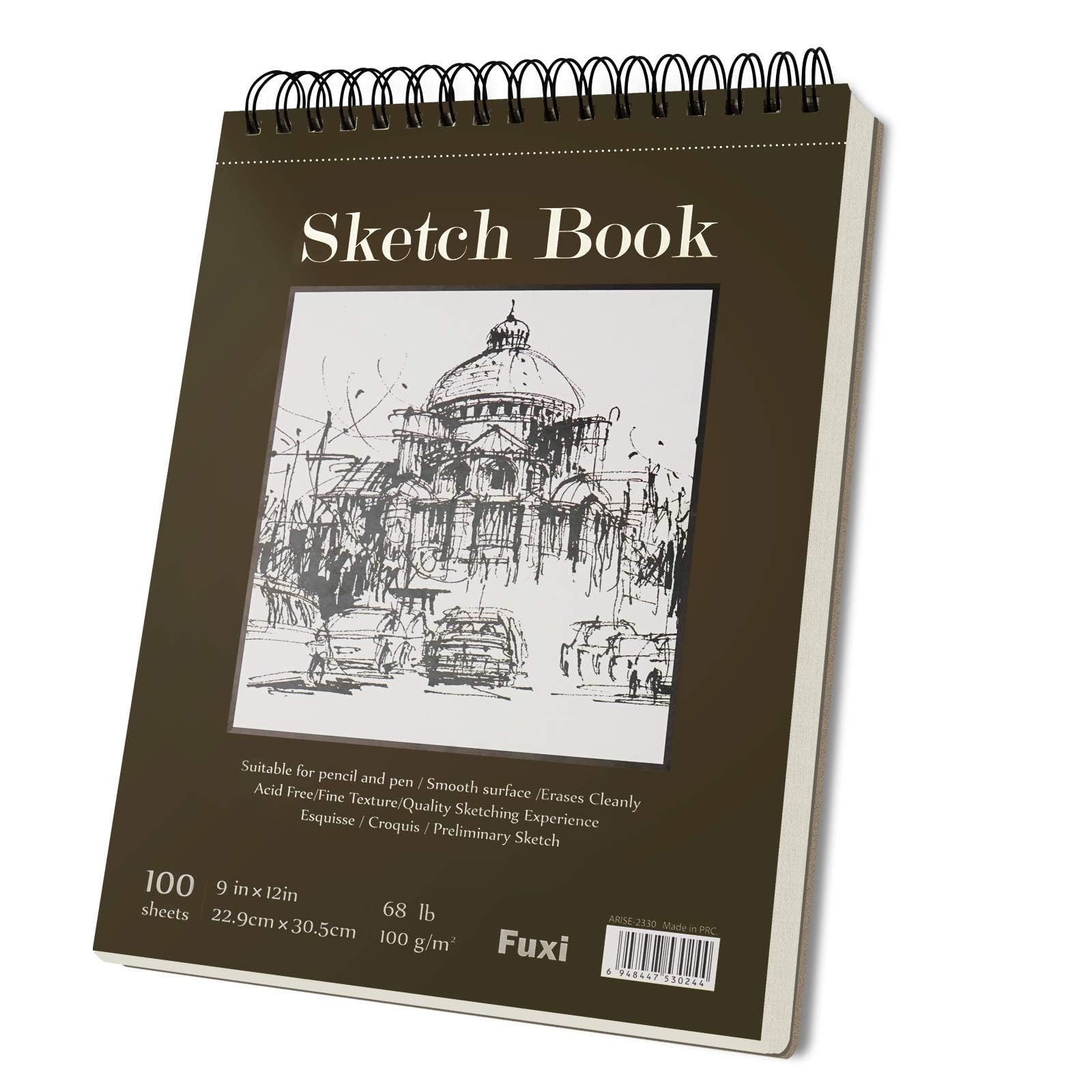 9x12 Spiral Bound Sketch Book 100 Sheets Acid Free Paper
