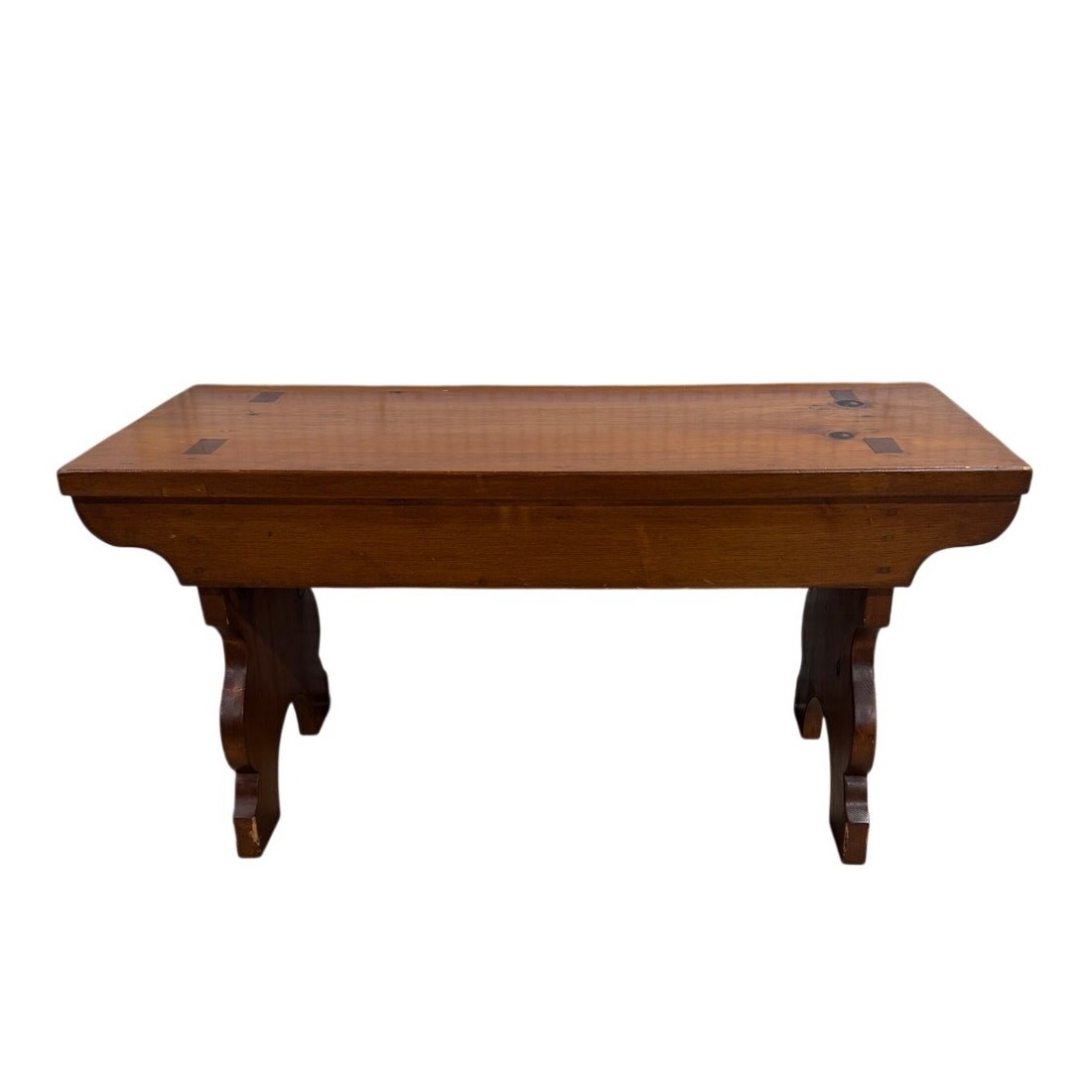 Rustic Solid Wood Bench Trestle Farmhouse