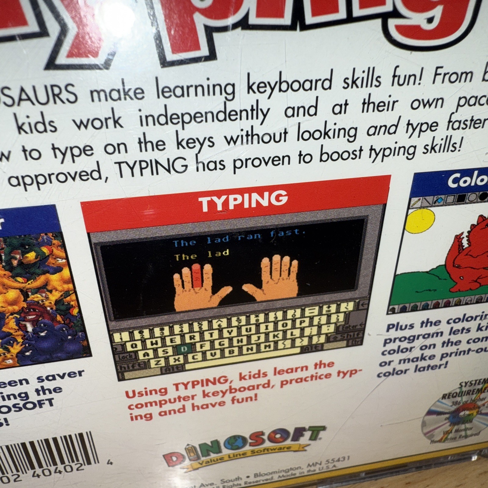 Typing CD ROM Dinosoft Case, Booklet And Working CD