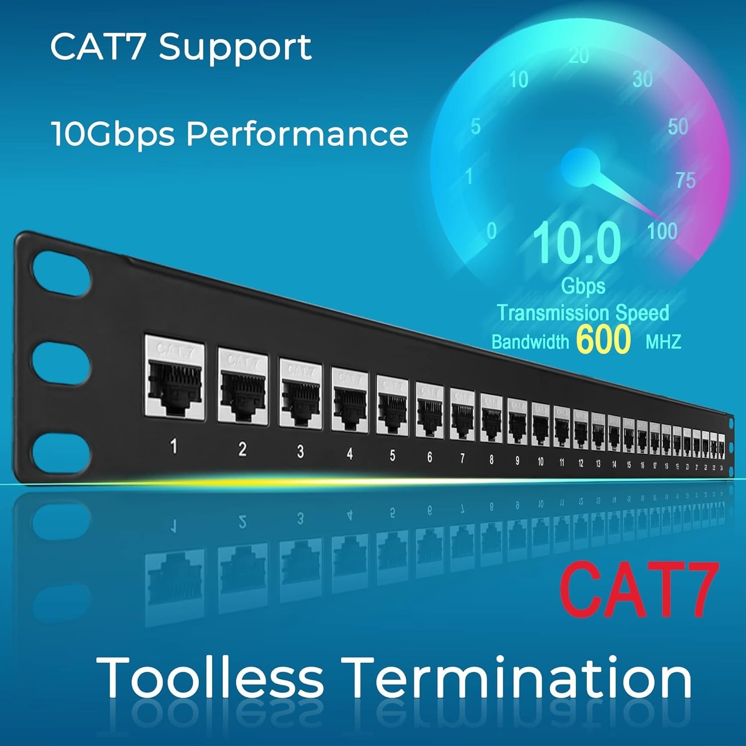 Patch Panel 24 Port Cat7 with Inline Keystone 10G Support, Coupler Patch Pane...