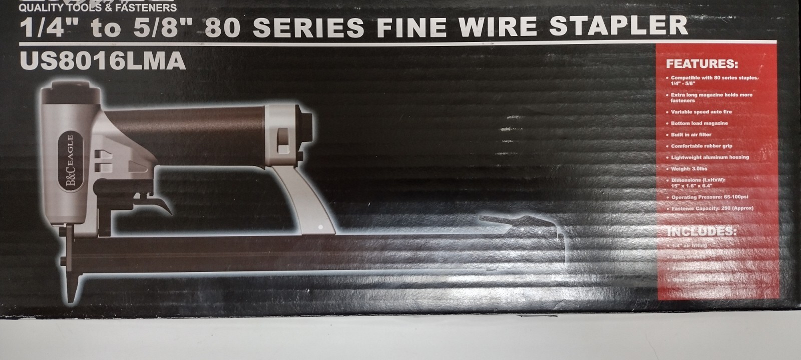 B And C Eagle 1/4 Inch to 5/8 Inch 80 Series Fine Wire Pneumatic Stapler