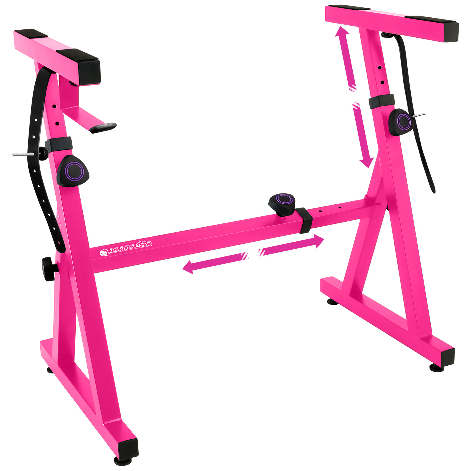 Pink Z-Style Piano Keyboard Stand - Adjustable Heavy-Duty for 54-88 Key Pianos