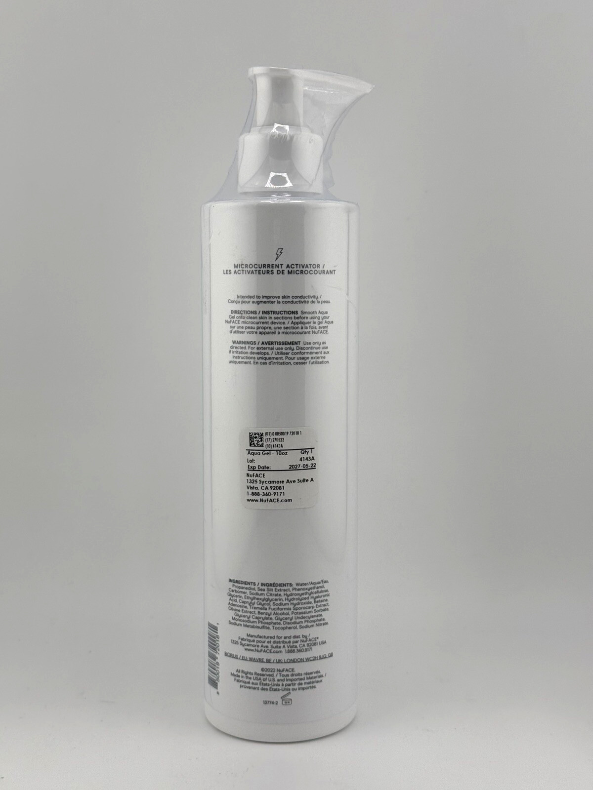 NUFACE Hydration Aqua Gel Activator -SEALD . 10 oz New Exp 2027