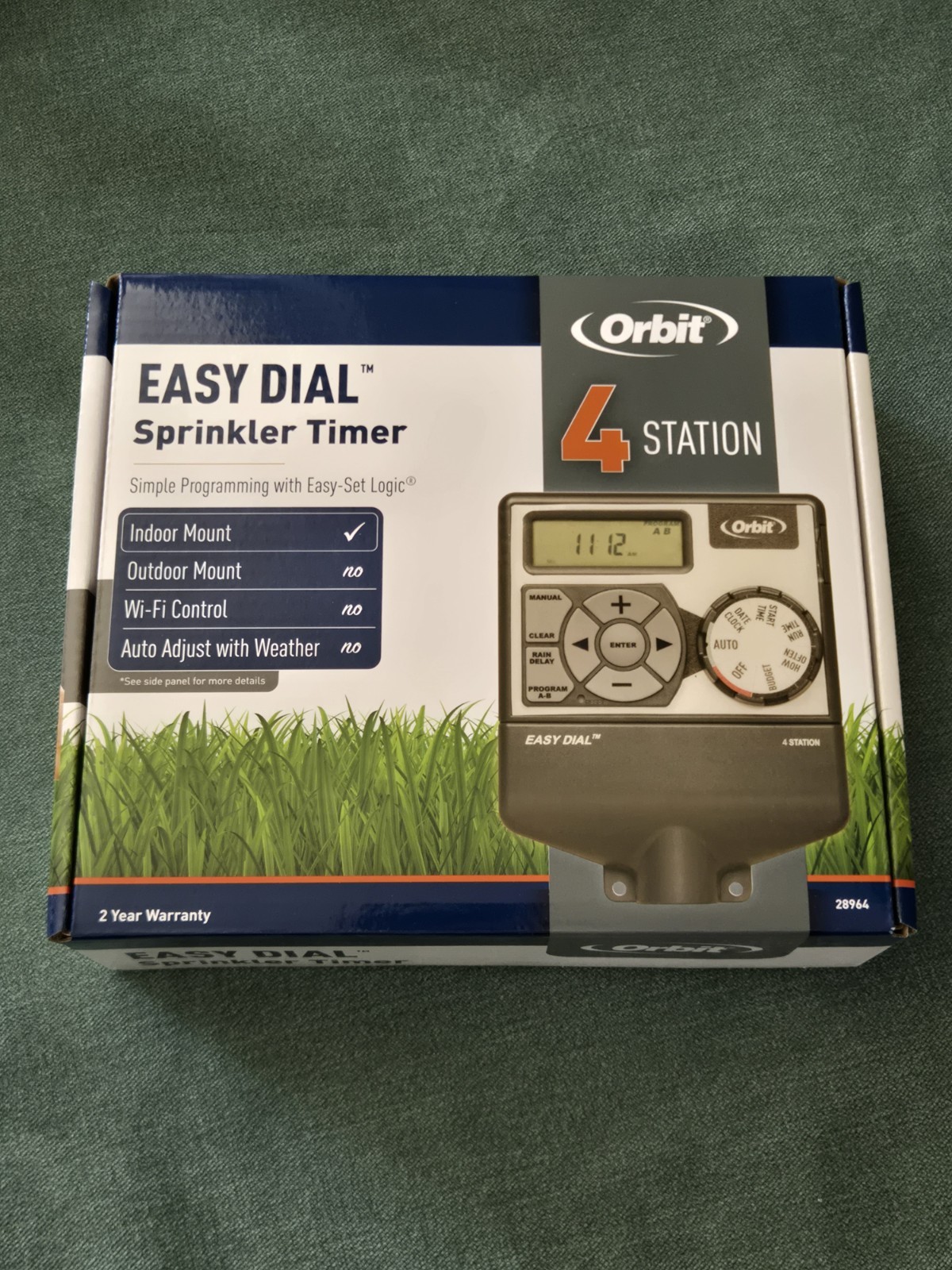 Orbit EASY DIAL 4 Station Sprinkler Timer 28964 Indoor Mount Easy Set Logic OEM