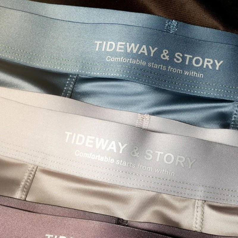 4PCS Men's Ice Silk Underwear Breathable Boxer Shorts Seamless Satin Soft Briefs