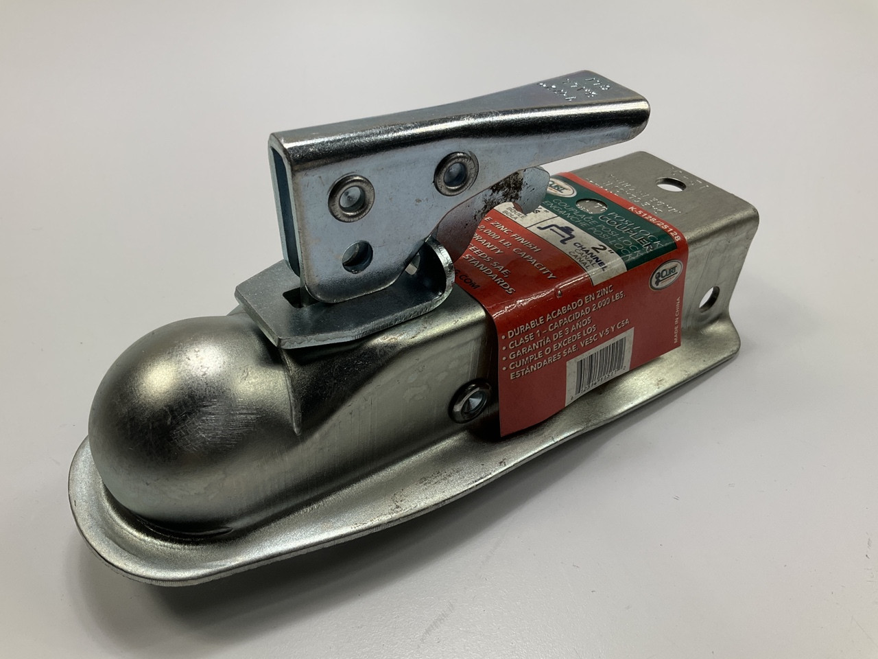 CURT 25128 1-7/8" Straight-Tongue Coupler With Posi-Lock (2" Channel, 2K, Zinc)