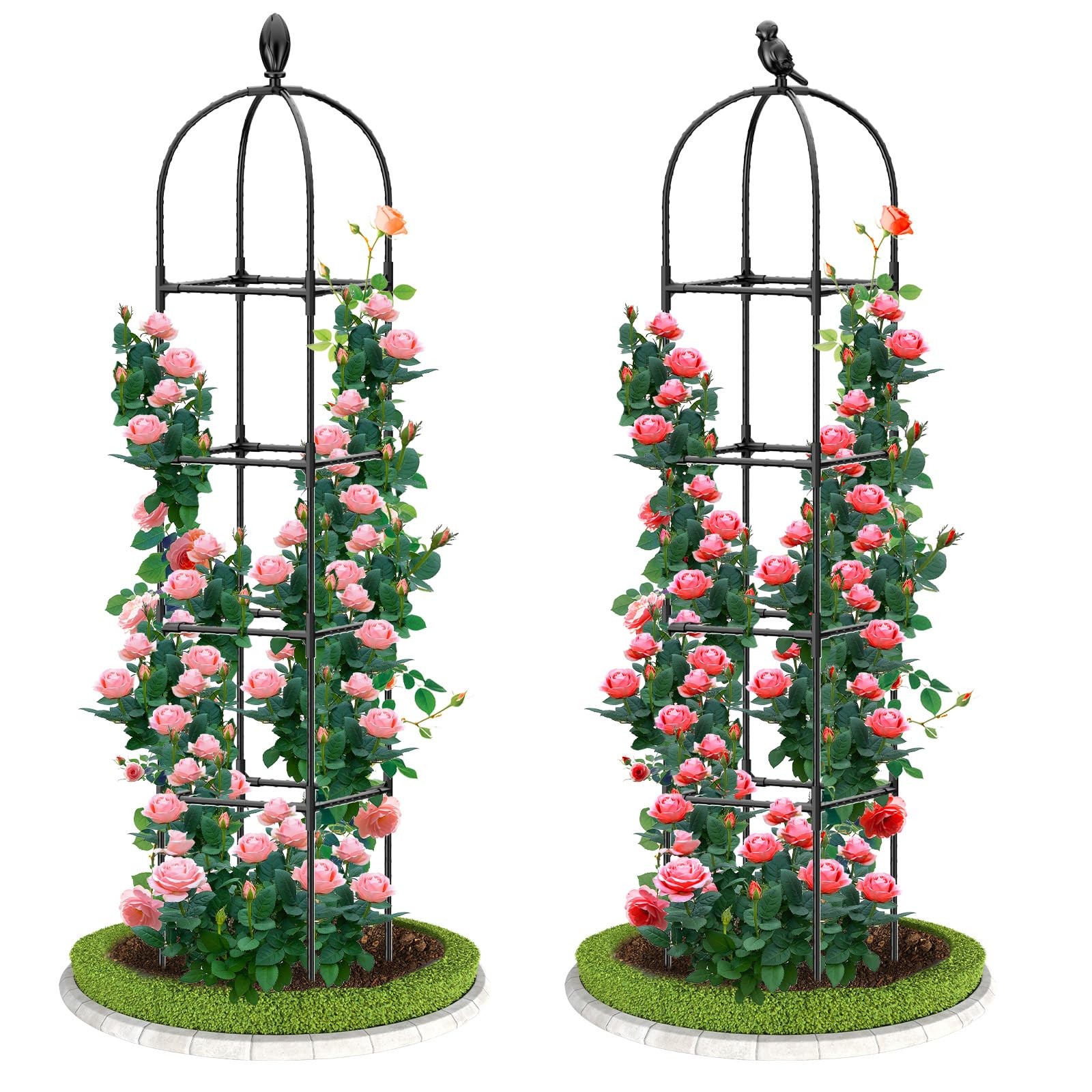 2 Pack Garden Obelisk Trellis, 70" Tall Plant 70*11.8*11.8IN（H*W*L）, Black