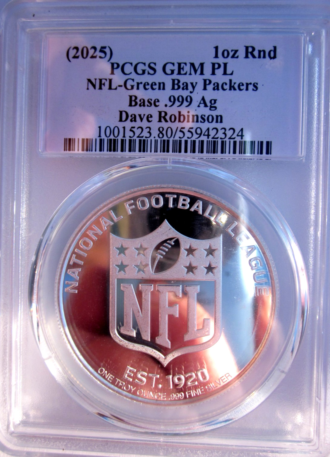 2025 NFL ULTRA CELEBRITY MINT Signed DAVE ROBINSON PACKERS  1oz Silver LABEL