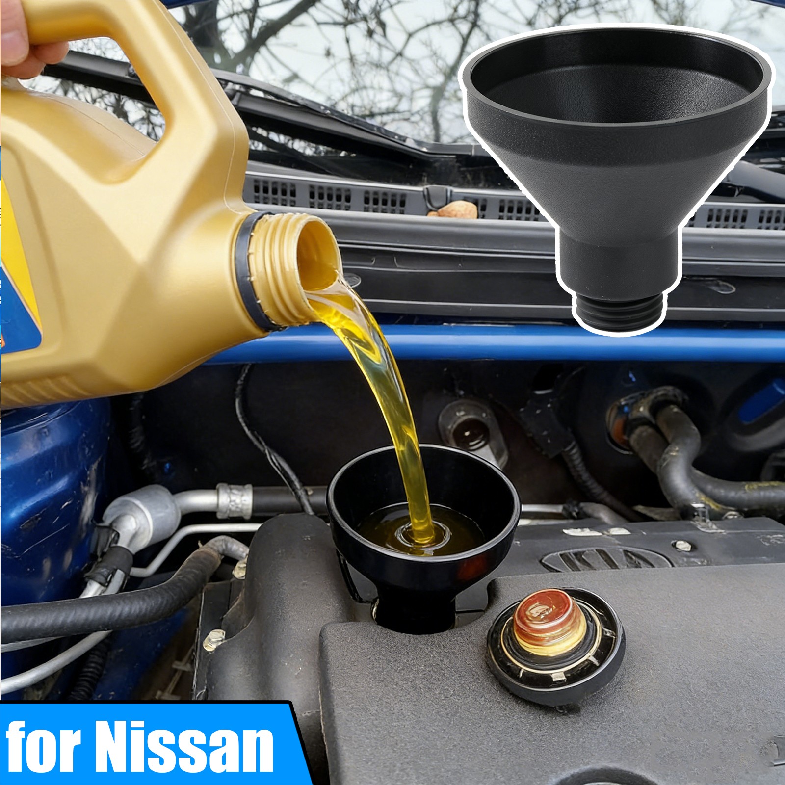 Spill-Proof Engine Oil Funnel Filler for Nissan Qashqai X-Trail Teana Altima