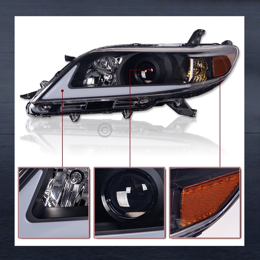 Switchback Sequential For 2011-2020 Sienna Black Projector Headlights w/LED Tube