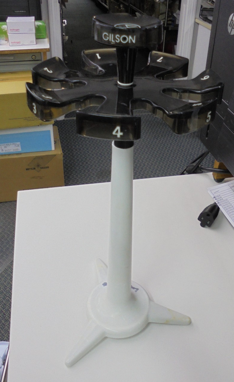 Gilson 7 Slot Pipette Carousel 15" Tall 6 3/4" Wide