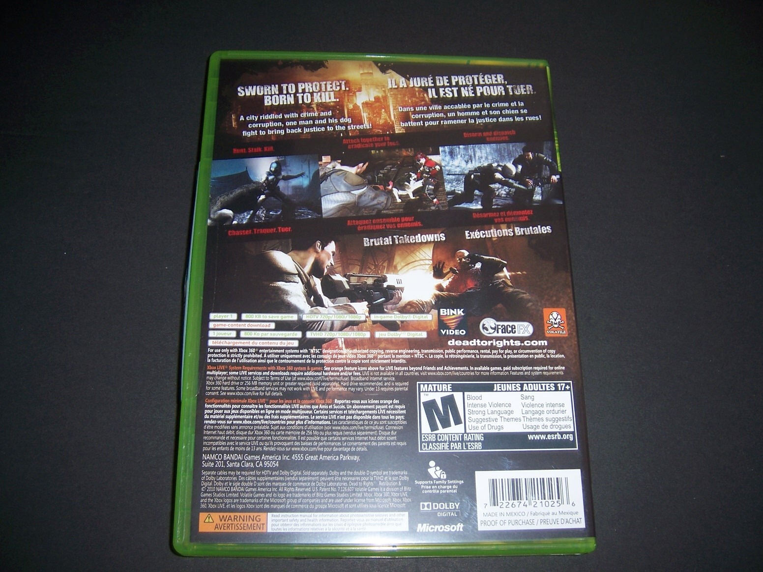 Original Replacement Box Case ONLY for Xbox 360 XB Dead to Rights Retribution